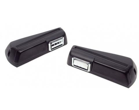 Chevelle Armrest Pad & Base Set, Rear, Black, With Ashtray & Without Chrome Trim, 2-Door Coupe, 1968-1969