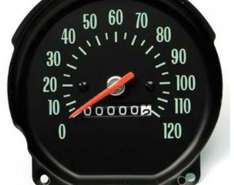 Chevelle Speedometer, With Green Numbers, Super Sport (SS),For Cars With Floor Shift Transmission, 1970