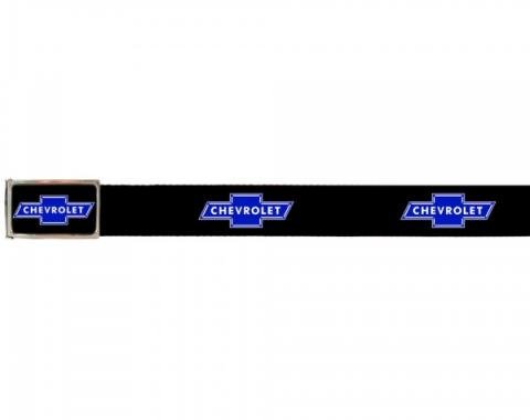 Web Belts, Up to 46'' Waist, Chevy Blue Bowtie Logo, Logo On Belt, Without Bottle Opener