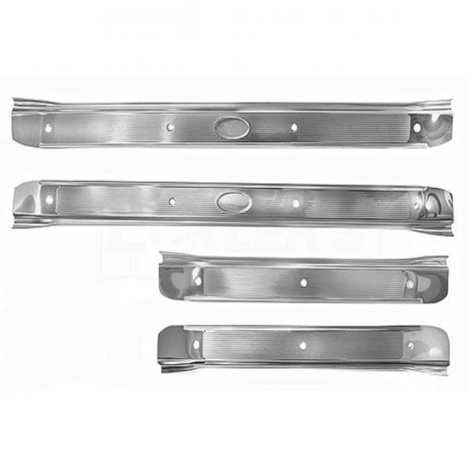 Chevelle And Malibu Door Sill Plates, 4 Door, Stainless Steel, 1968-1972