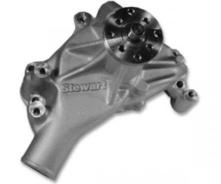 Chevelle Water Pump, SB Polished Aluminum, Hi-Flo, Long, Stewart, 1969-1972