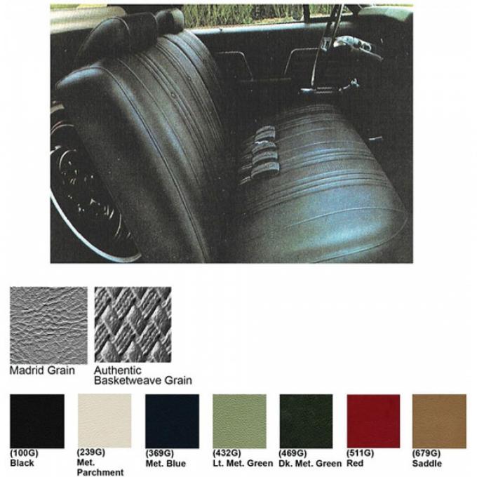 Legendary Auto Interiors Chevelle & Malibu Covers, Front Seats, Split Bench, Show Correct, 1969