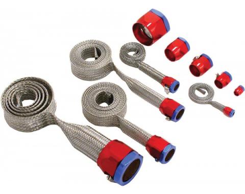 Chevelle Hose Cover Kit, Universal, Stainless Steel, With Red & Blue Clamps