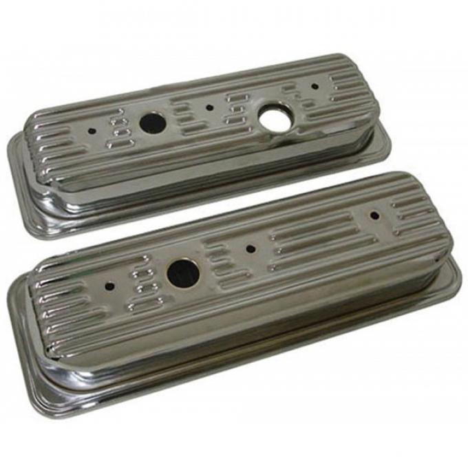 El Camino Chrome Valve Covers, Ball Milled, 4.6L V6, 1985-1987