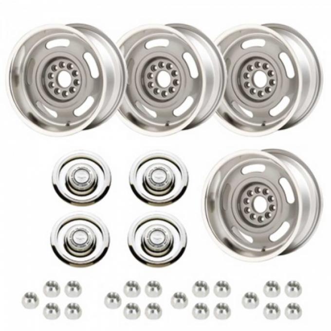 Nova - Rally Wheel Kit, 1-Piece Cast Aluminum With  Flat Disc Brake Style Center Caps,  17x8