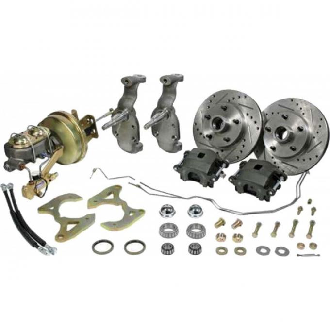 Full Size Chevy Front Drop Spindle Power Disc Brake Kit, Full Upgrade, 1958-1964