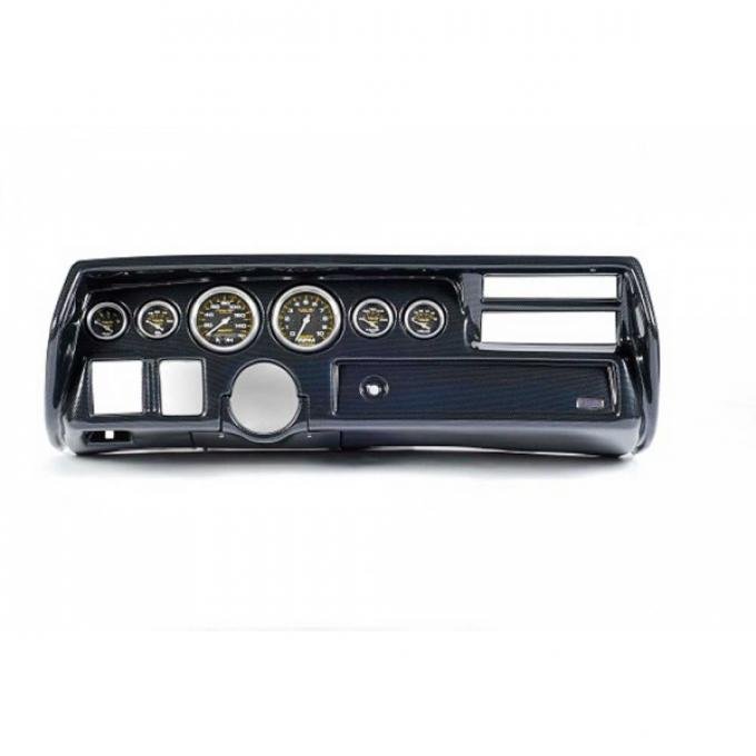 Chevelle Instrument Cluster Panel, Sweep Style, Carbon Fiber Finish, With Carbon Fiber Series Gauges, 1970-1972