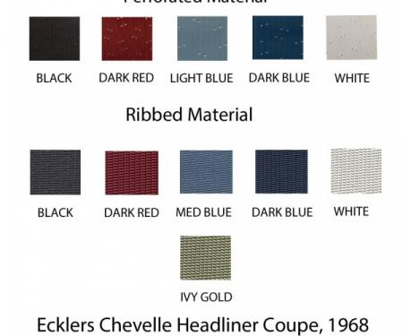 Chevelle  Headliner, Standard Kit, 6-Bow Style, 2-Door Coupe, 1968