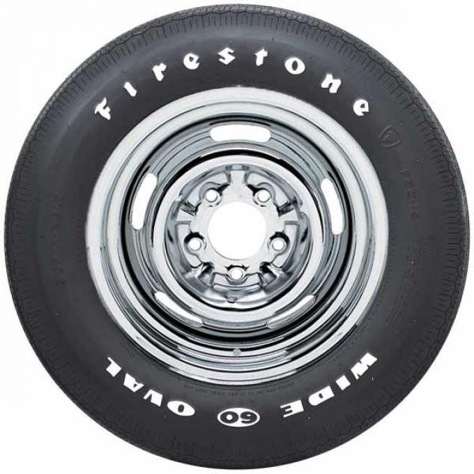 Chevelle Tire, Firestone Wide Oval, F60X15, White Letters, All Years