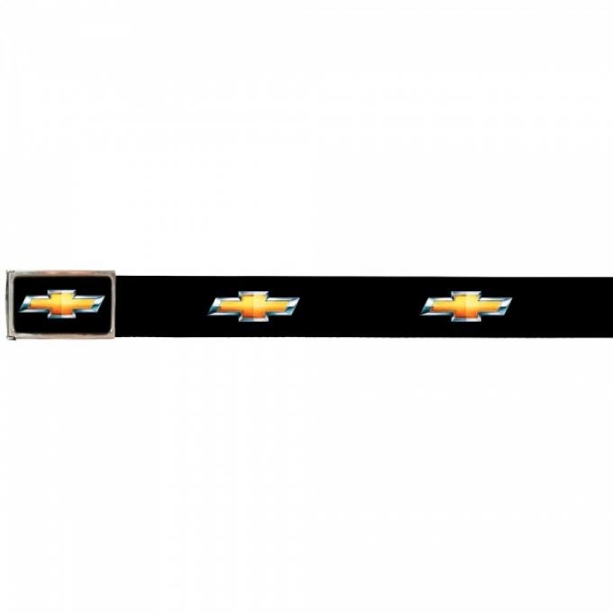 Web Belts, Up to 28'' Waist, Chevy Gold Bowtie Logo, Logo On Belt