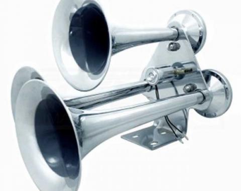 3 Trumpet Chrome Train Horn, Standard Duty