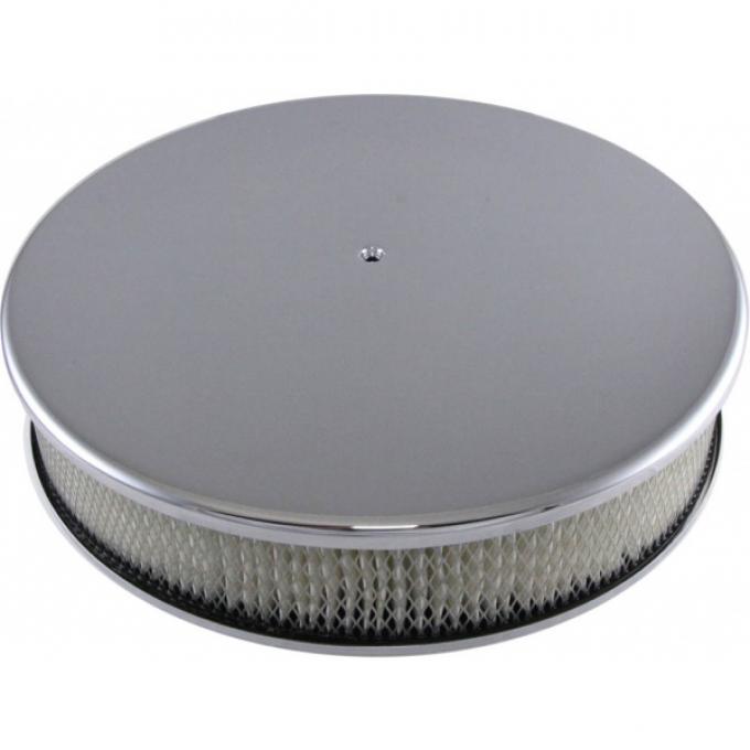 Air Cleaner, Round Smooth Chrome Aluminum, 14 X 3