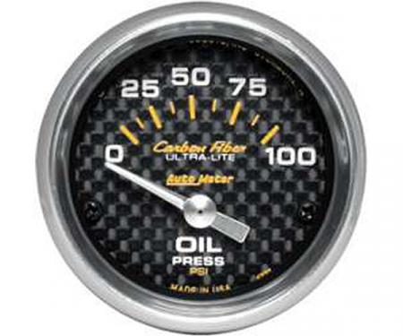 El Camino Oil Pressure Gauge, Electric, 2-1/16", Carbon Fiber Series, Autometer, 1957-1987