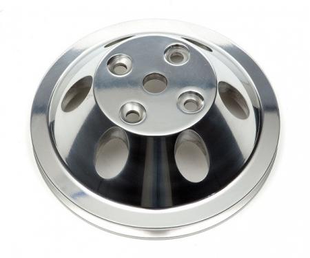 Chevelle Water Pump Pulley, Small Block, Single Groove, Chromed Billet Aluminum, For Cars With Long Water Pump, 1969-1972