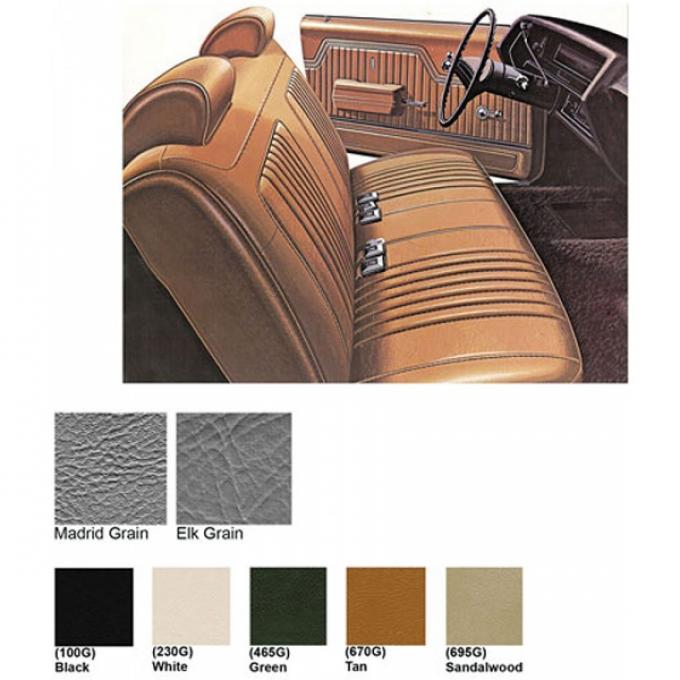 Legendary Auto Interiors Chevelle & Malibu Covers, Front Seats, Split Bench, Show Correct, 1972