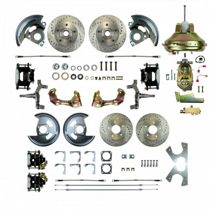 67-9 4-Wheel Disc Brake Conversion, 11"  Booster, 2" Drop, non-Staggered Rear Shocks