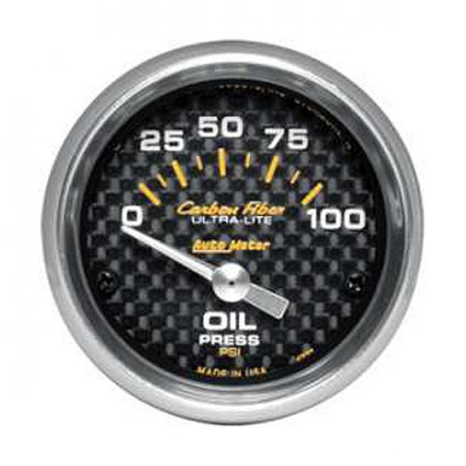 El Camino Oil Pressure Gauge, Electric, 2-1/16", Carbon Fiber Series, Autometer, 1957-1987