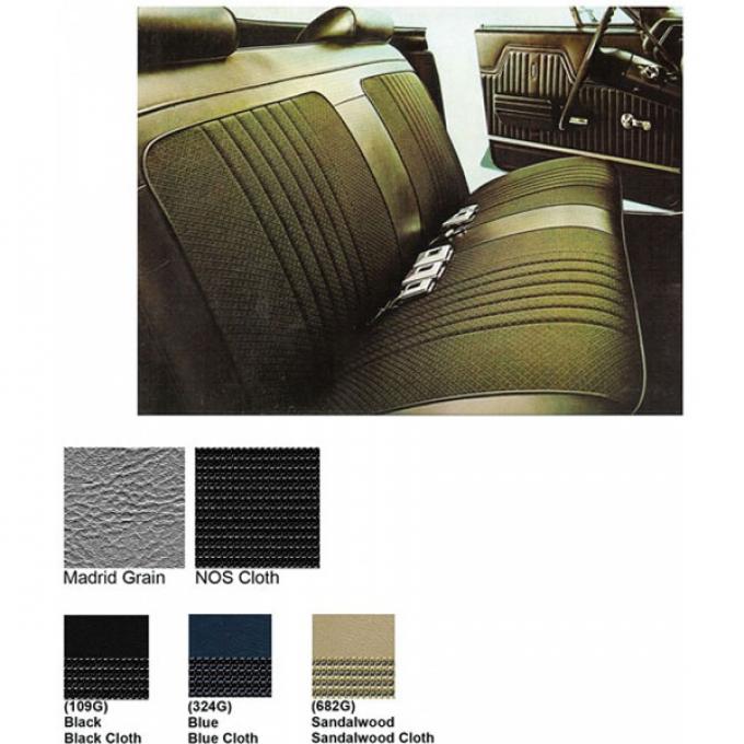 Legendary Auto Interiors Chevelle & Malibu Cover, Front Seats, Split Bench, Cloth, Show Correct, 1972