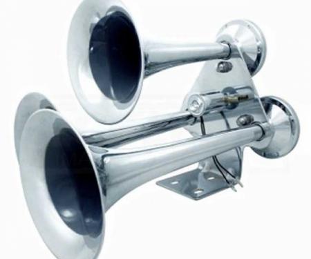 3 Trumpet Chrome Train Horn, Standard Duty