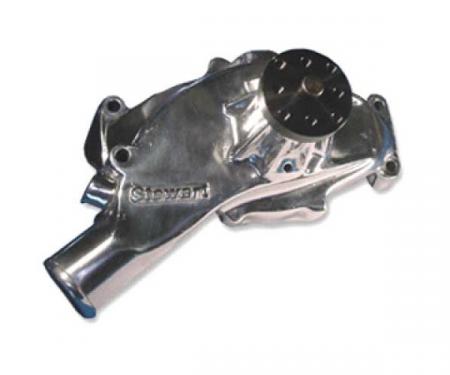 Chevelle Water Pump, Big Block Polished Aluminum, Hi-Flo, Short, Stewart, 1965-1968