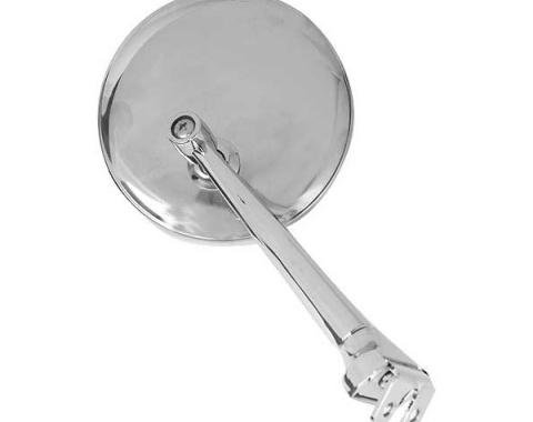 Universal Peep Mirror - Chrome Straight Arm - Right Or Left - 3 Diameter Stainless Steel Head