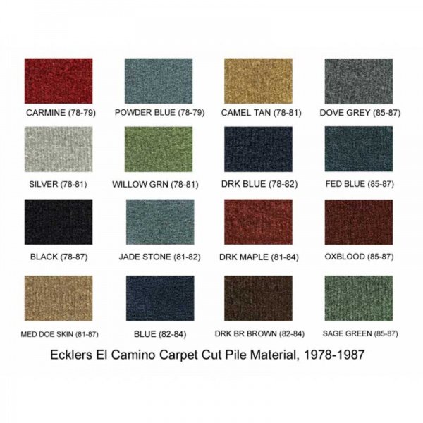 thumbnail interactive-video image 1 of ACC Auto Custom Carpets – 1978-1987 Chevrolet El Camino Passenger Area Cutpile Carpet – Molded – USA Made 1 of 2