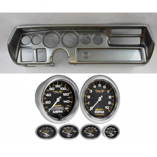 Chevelle Instrument Cluster Panel, Sweep Style, Aluminum Finish, With