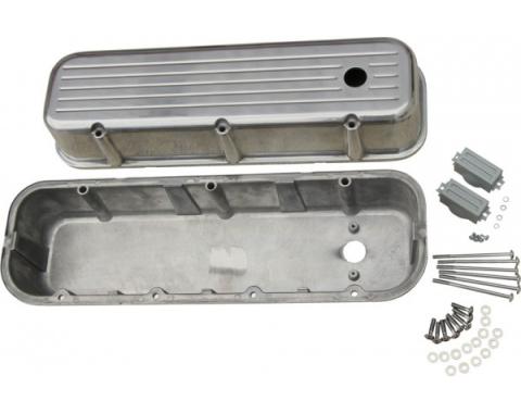 Chevy Big Block Valve Covers, Ball Milled Polished Aluminum, 1965-1995