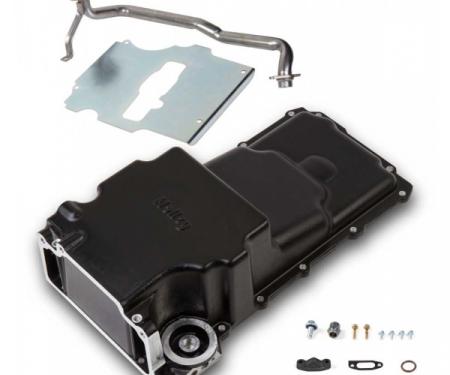 Chevelle- Holley LS Retrofit Oil Pan, Additional Front Clearance, Carbon Black Cerami, 1978-1987