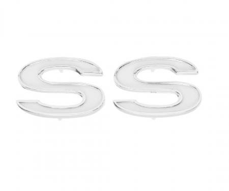 Trim Parts 69 Full-Size Chevrolet Front Fender Emblem, SS, White, Pair 4620