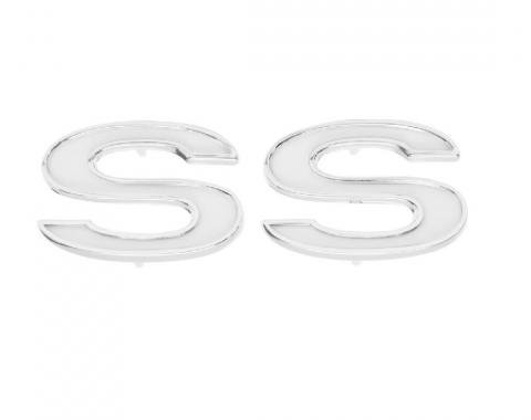 Trim Parts 69 Full-Size Chevrolet Front Fender Emblem, SS, White, Pair 4620