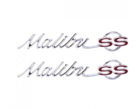 Trim Parts 65 Chevelle Rear Quarter Emblem, Malibu SS, Pair 4210