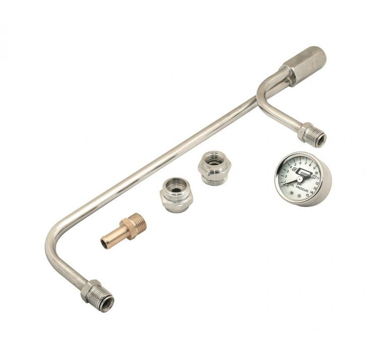 Mr. Gasket Fuel Line Kit with Gauge & Fittings, Chrome 1559