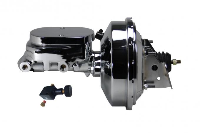 Leed Brakes 9 inch power booster, 1-1/8 inch bore flat top master adjustable valve (Chrome) 2F605