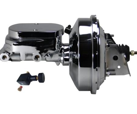 Leed Brakes 9 inch power booster, 1-1/8 inch bore flat top master adjustable valve (Chrome) 2F605