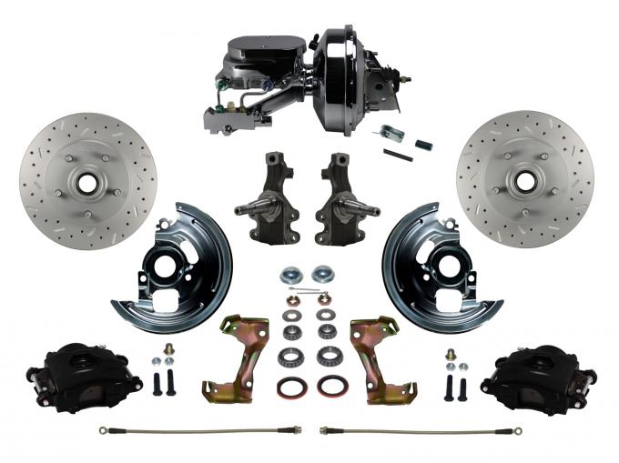 Leed Brakes Power Kit with 2" Drop Spindles Drilled Rotors and Black Powder Coated Calipers BFC1003-F6B4X