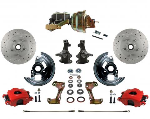 Leed Brakes Power Kit with 2" Drop Spindles Drilled Rotors and Red Powder Coated Calipers RFC1003-M1A3X