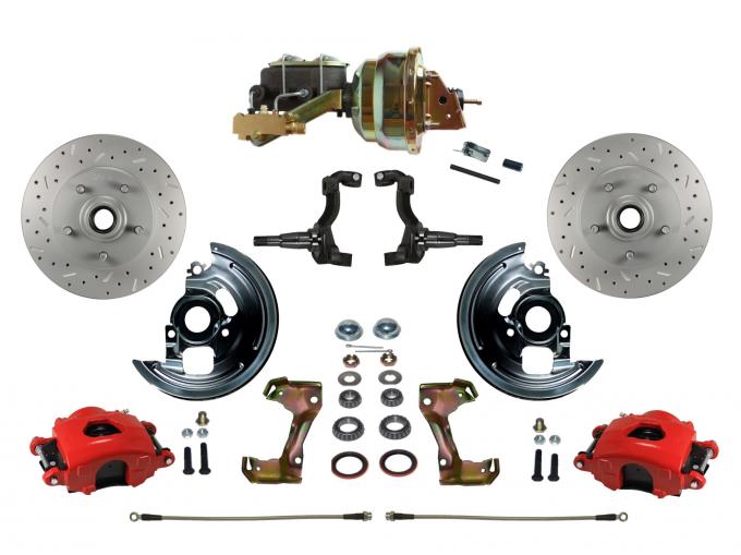 Leed Brakes Power Front Kit with Drilled Rotors and Red Powder Coated Calipers RFC1002-M1A3X