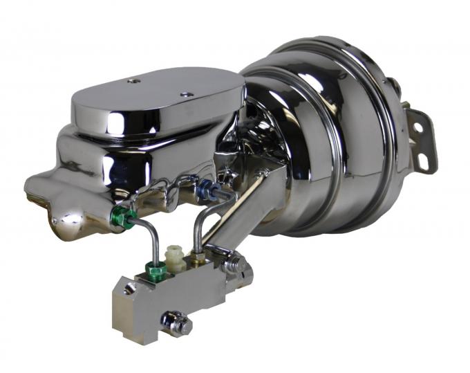 Leed Brakes 7 inch dual power booster, 1-1/8 inch bore flat top master disc/drum (Chrome) 2L6B2