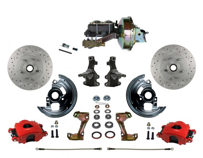 Leed Brakes Power Kit with 2" Drop Spindles Drilled Rotors and Red Powder Coated Calipers RFC1003-E1A1X