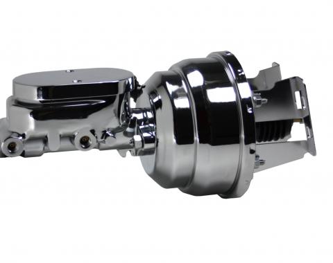 Leed Brakes 8 inch dual power booster, 1-1/8 inch bore flat top master (Chrome) 4N6