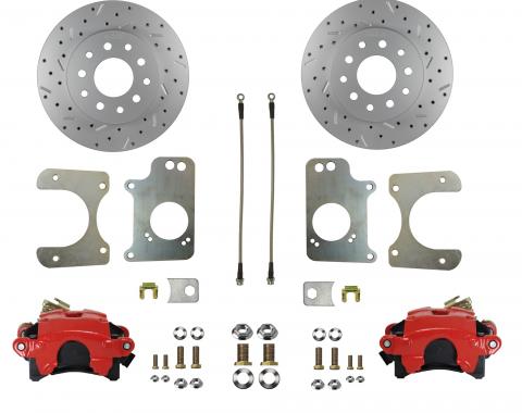 Leed Brakes Rear Disc Brake Kit with Drilled Rotors and Red Powder Coated Calipers RRC1008X