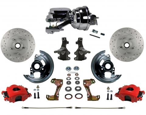 Leed Brakes Power Kit with 2" Drop Spindles Drilled Rotors and Red Powder Coated Calipers RFC1003-N6B2X