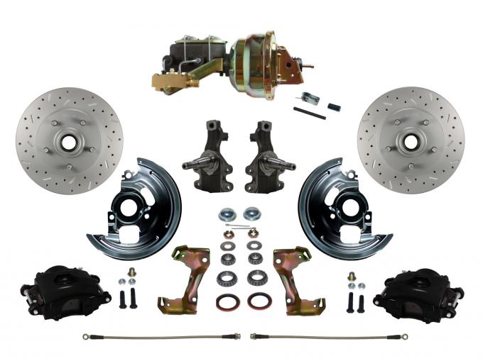 Leed Brakes Power Kit with 2" Drop Spindles Drilled Rotors and Black Powder Coated Calipers BFC1003-M1A1X