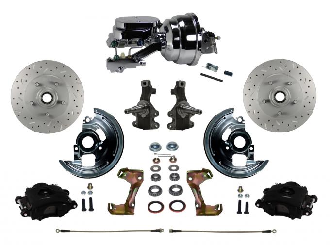 Leed Brakes Power Kit with 2" Drop Spindles Drilled Rotors and Black Powder Coated Calipers BFC1003-N6B2X