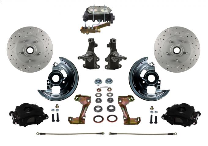 Leed Brakes Manual Kit with 2" Drop Spindles Drilled Rotors and Black Powder Coated Calipers BFC1003-3A3X