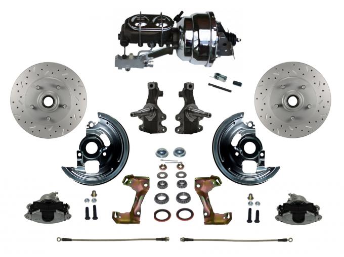Leed Brakes Power 2" Drop Spindle Kit with Drilled Rotors and Zinc Plated Calipers FC1003-NBB2X