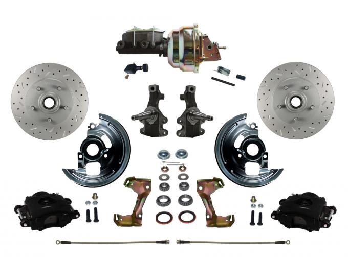 Leed Brakes Power Kit with 2" Drop Spindles Drilled Rotors and Black Powder Coated Calipers BFC1003-M105X