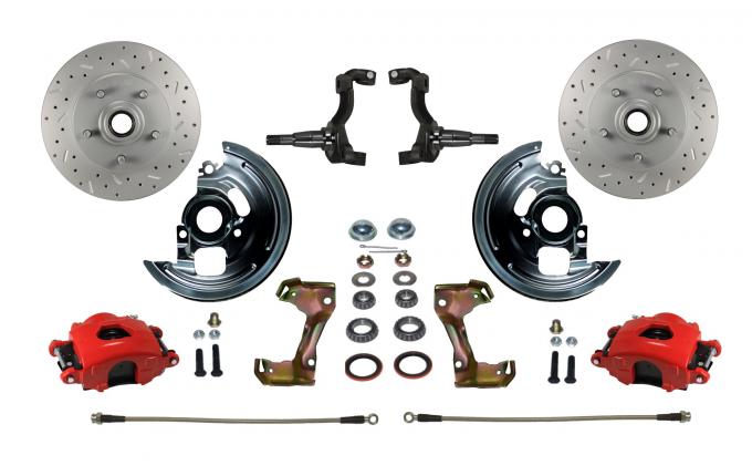 Leed Brakes Spindle Kit with Drilled Rotors and Red Powder Coated Calipers RFC1002SMX