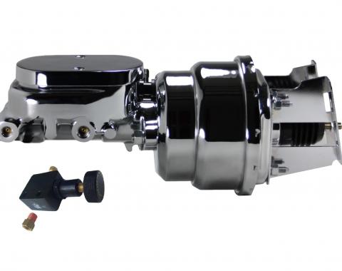 Leed Brakes 7 inch dual power booster, 1-1/8 inch bore master adjustable valve (Chrome) 4L605